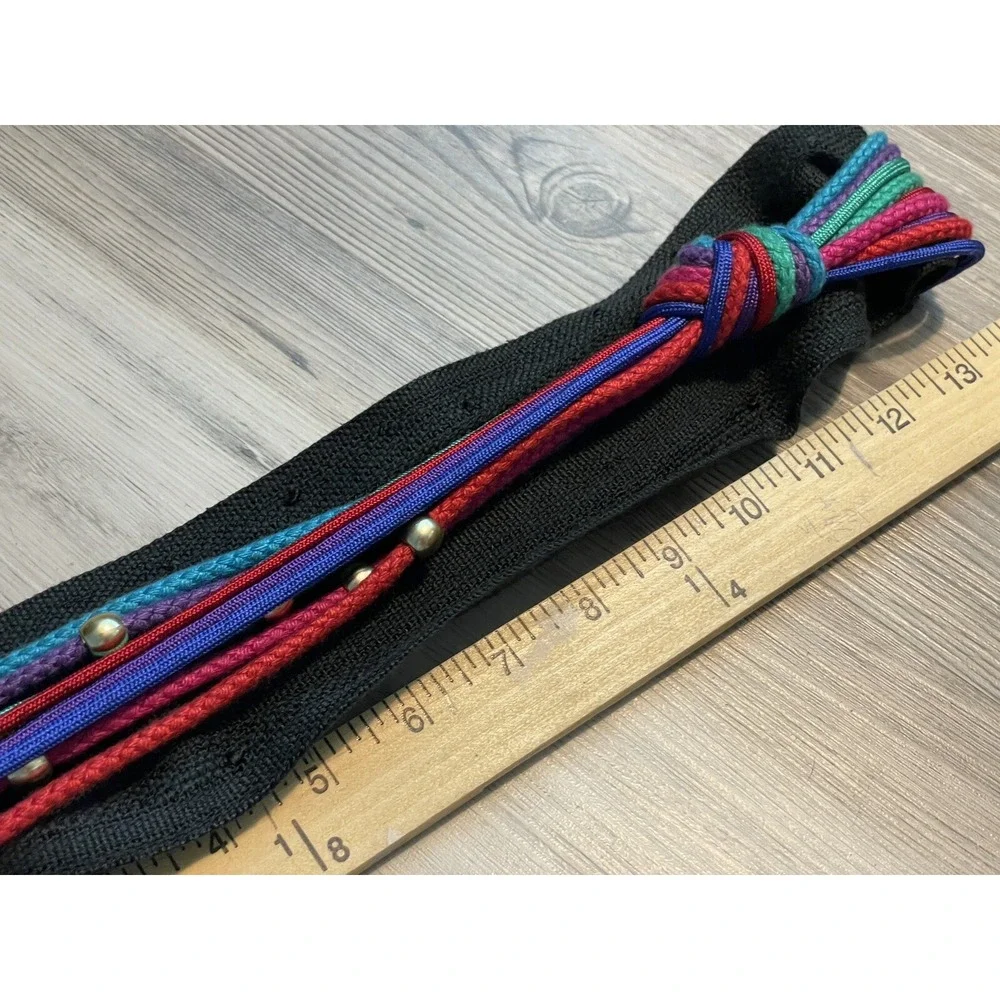 BRAIDED ROPE BELT GOLD TRIM USA‎ VTG 80s Beads Knot GENNIE JOHANSEN Statement